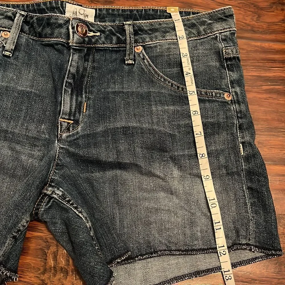 Hudson Cuffed Short Blue Denim Distressed Shorts Festival Concert Beach